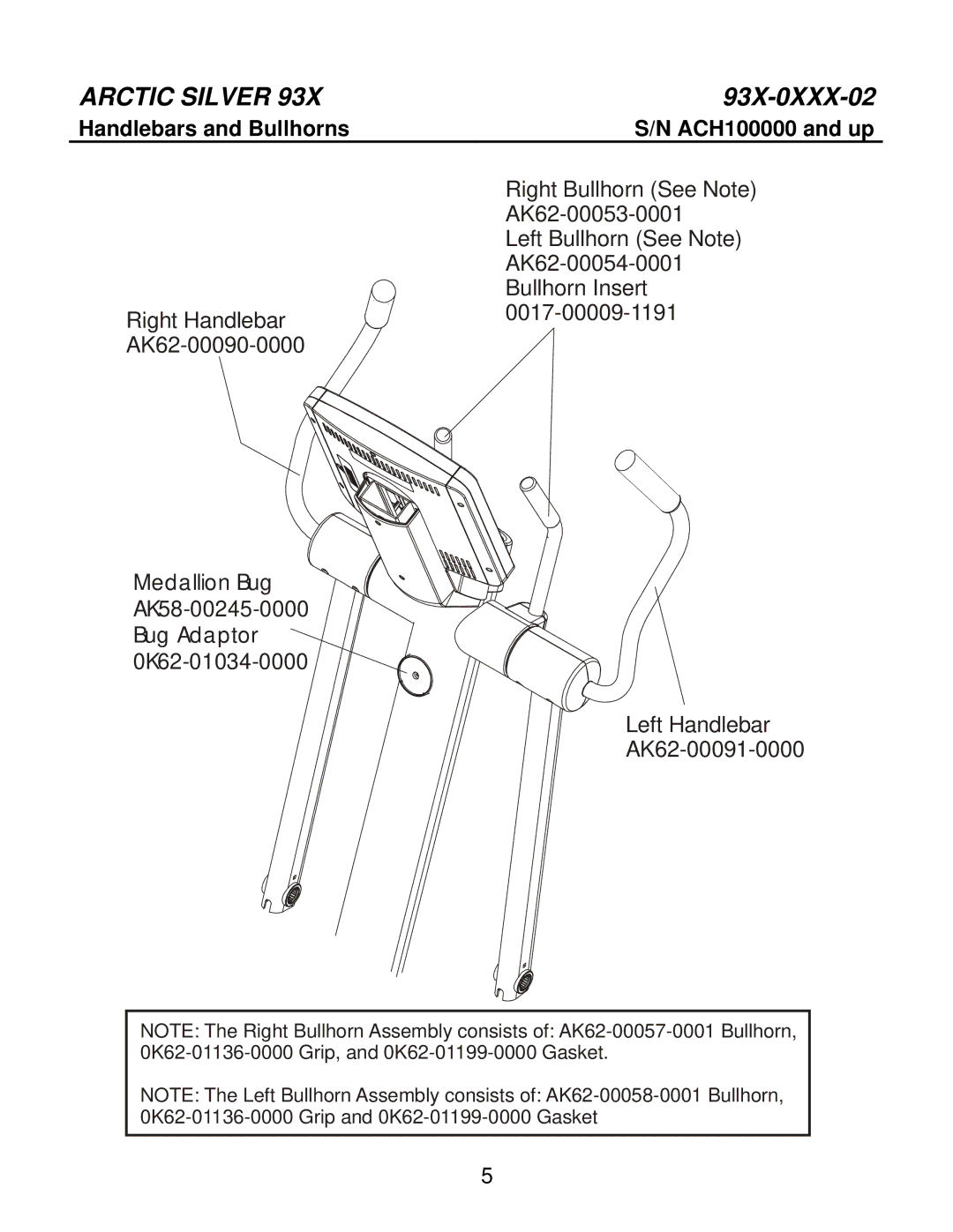 Life Fitness 93X-0XXX-02 manual Handlebars and Bullhorns 