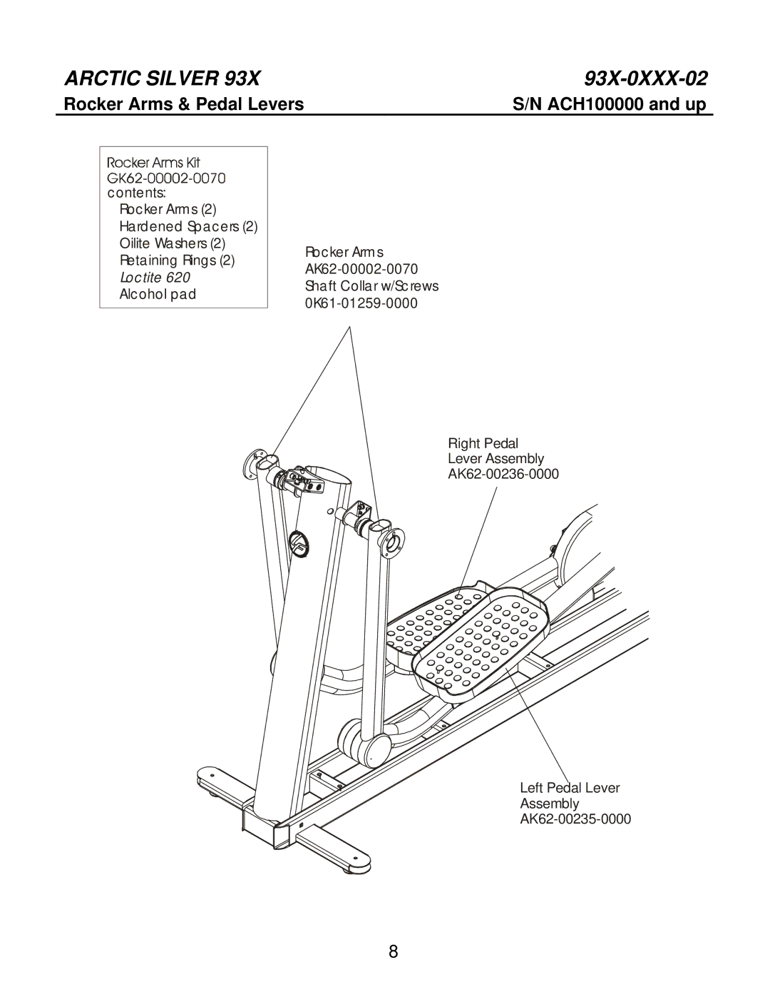 Life Fitness 93X-0XXX-02 manual Rocker Arms & Pedal Levers 