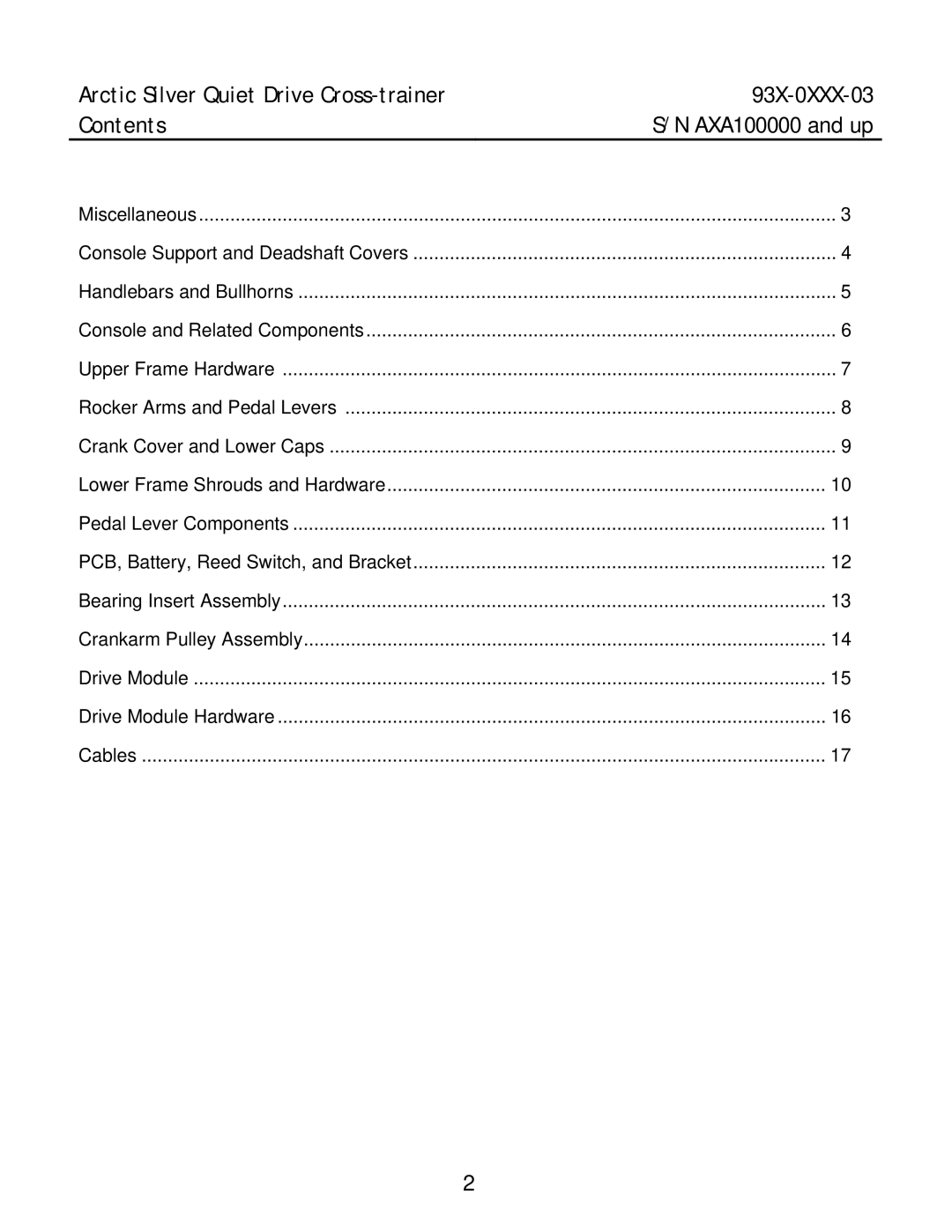 Life Fitness manual Arctic Silver Quiet Drive Cross-trainer 93X-0XXX-03 Contents 