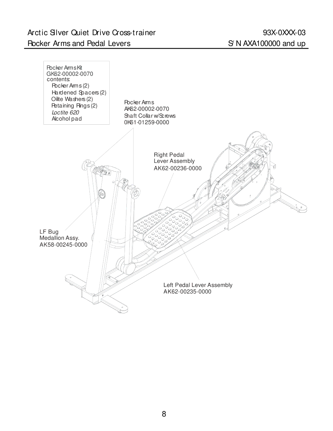 Life Fitness 93X-0XXX-03 manual Loctite 