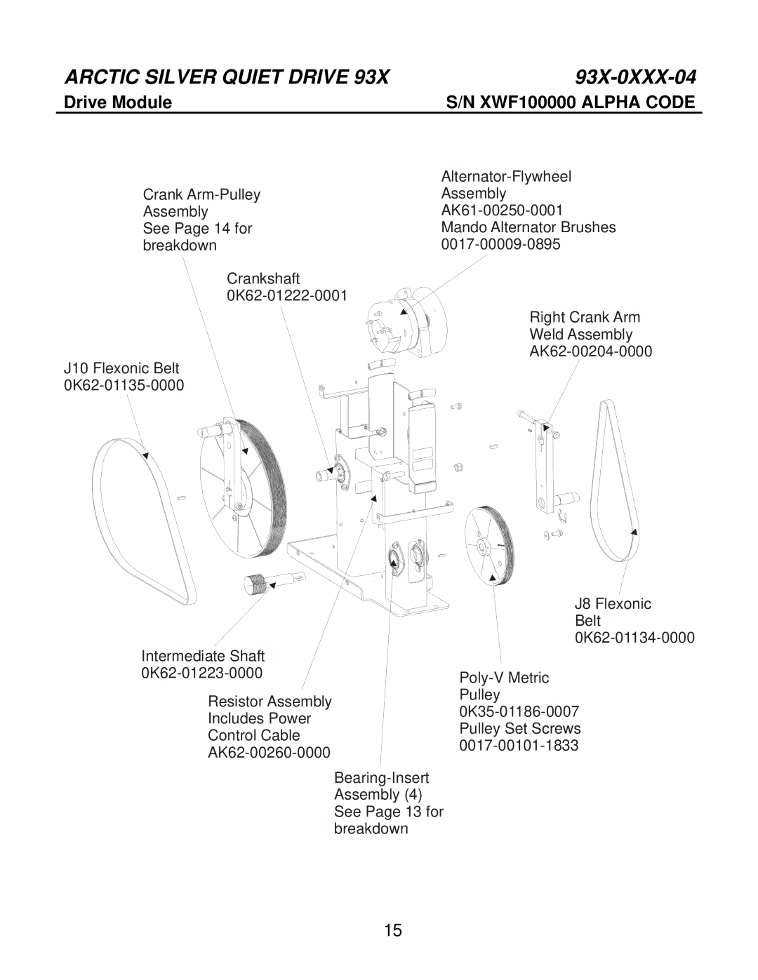 Life Fitness 93X-0XXX-04 manual Drive Module, XWF100000 Alpha Code 