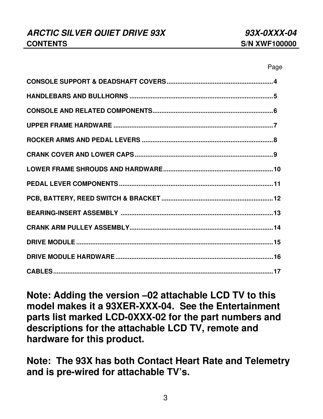 Life Fitness 93X-0XXX-04 manual Contents 