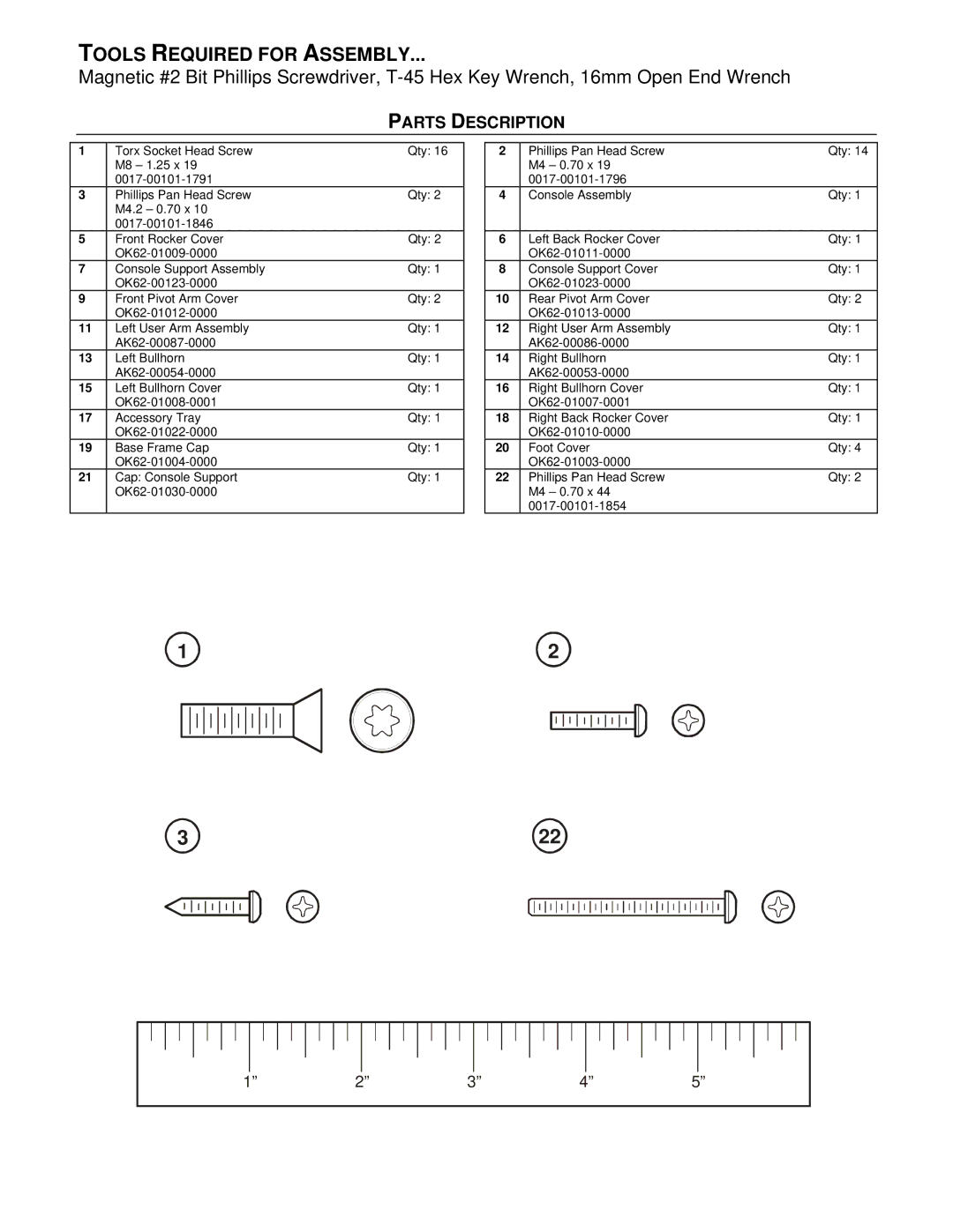 Life Fitness 93Xe manual Tools Required for Assembly 