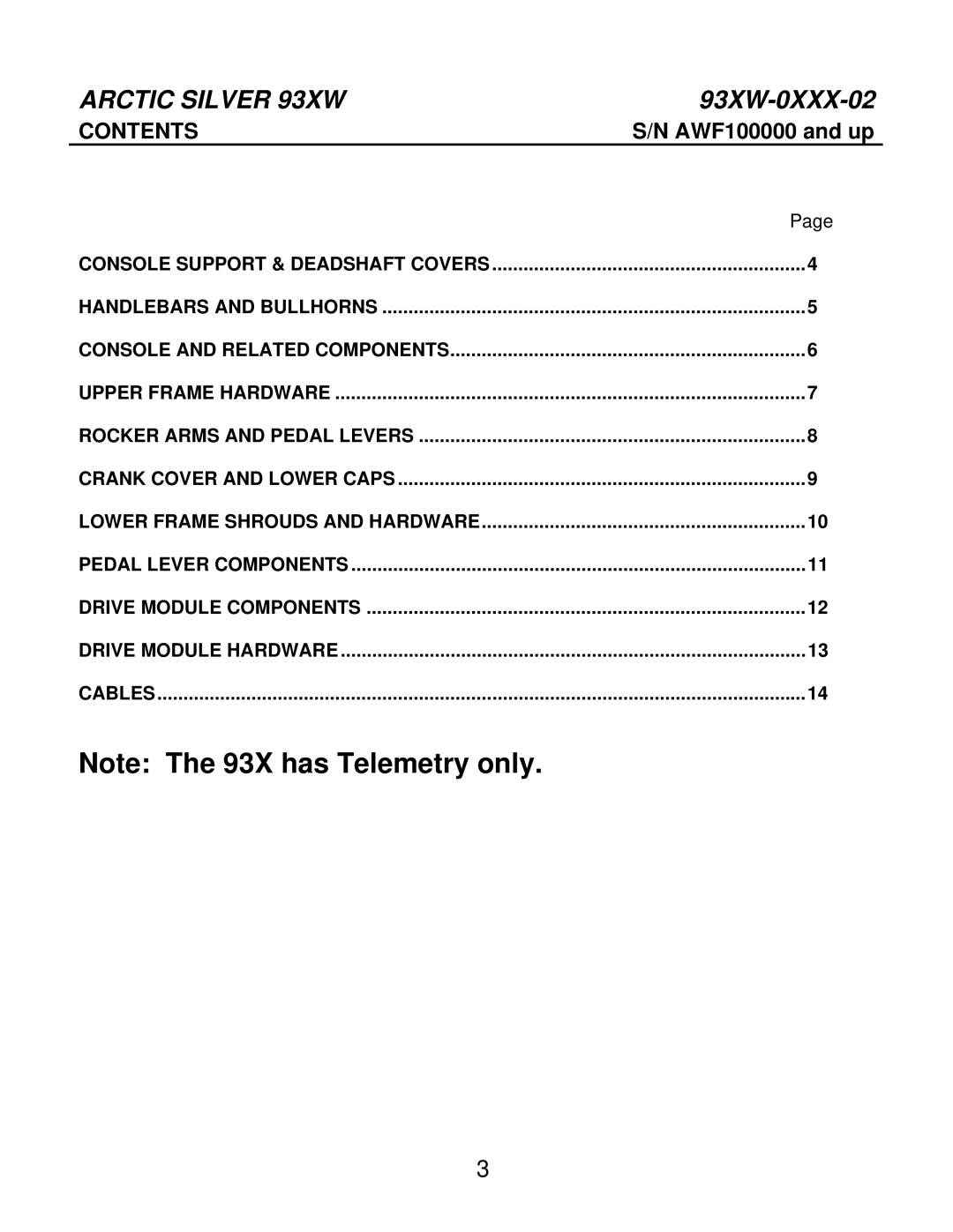 Life Fitness 93XW-0XXX-02 manual Contents 