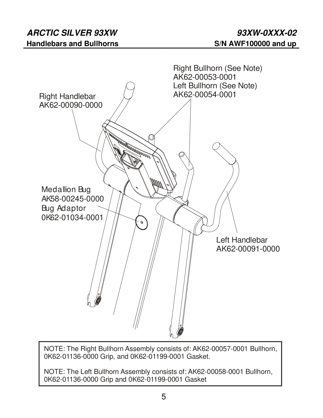 Life Fitness 93XW-0XXX-02 manual Handlebars and Bullhorns 