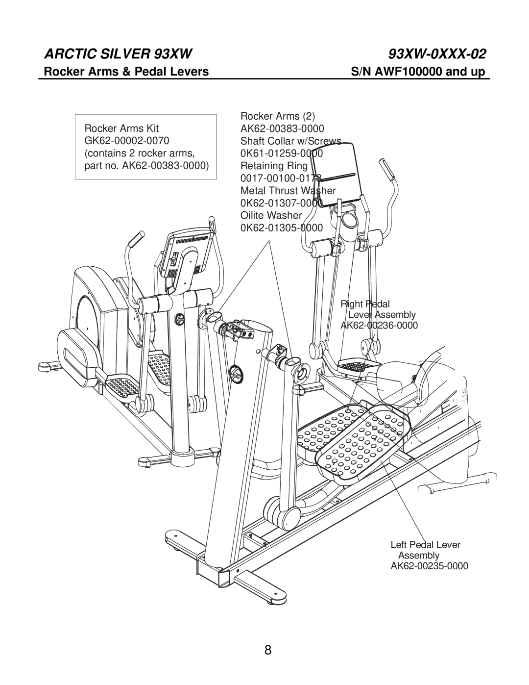 Life Fitness 93XW-0XXX-02 manual Rocker Arms & Pedal Levers 