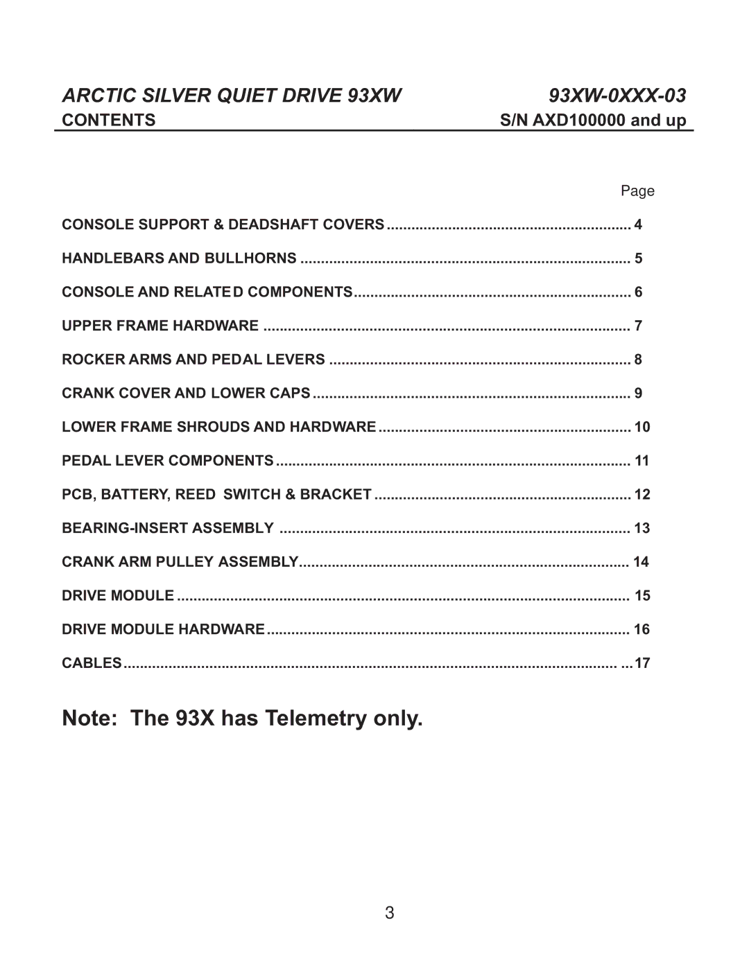 Life Fitness 93XW-0XXX-03 manual Contents 