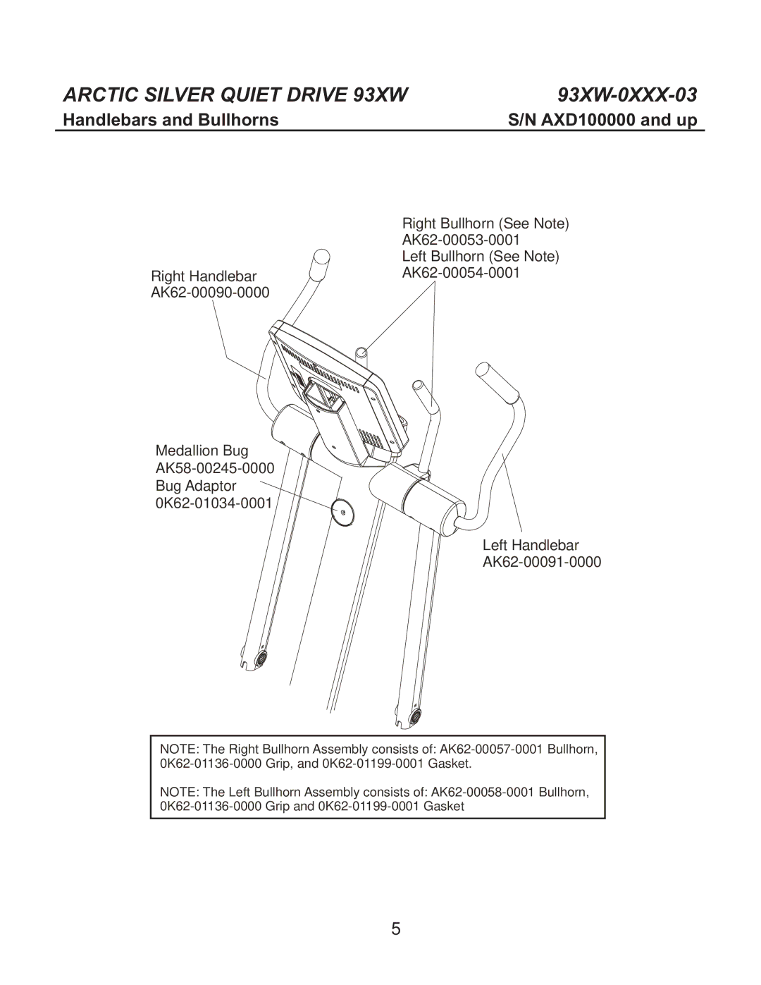 Life Fitness 93XW-0XXX-03 manual Handlebars and Bullhorns 