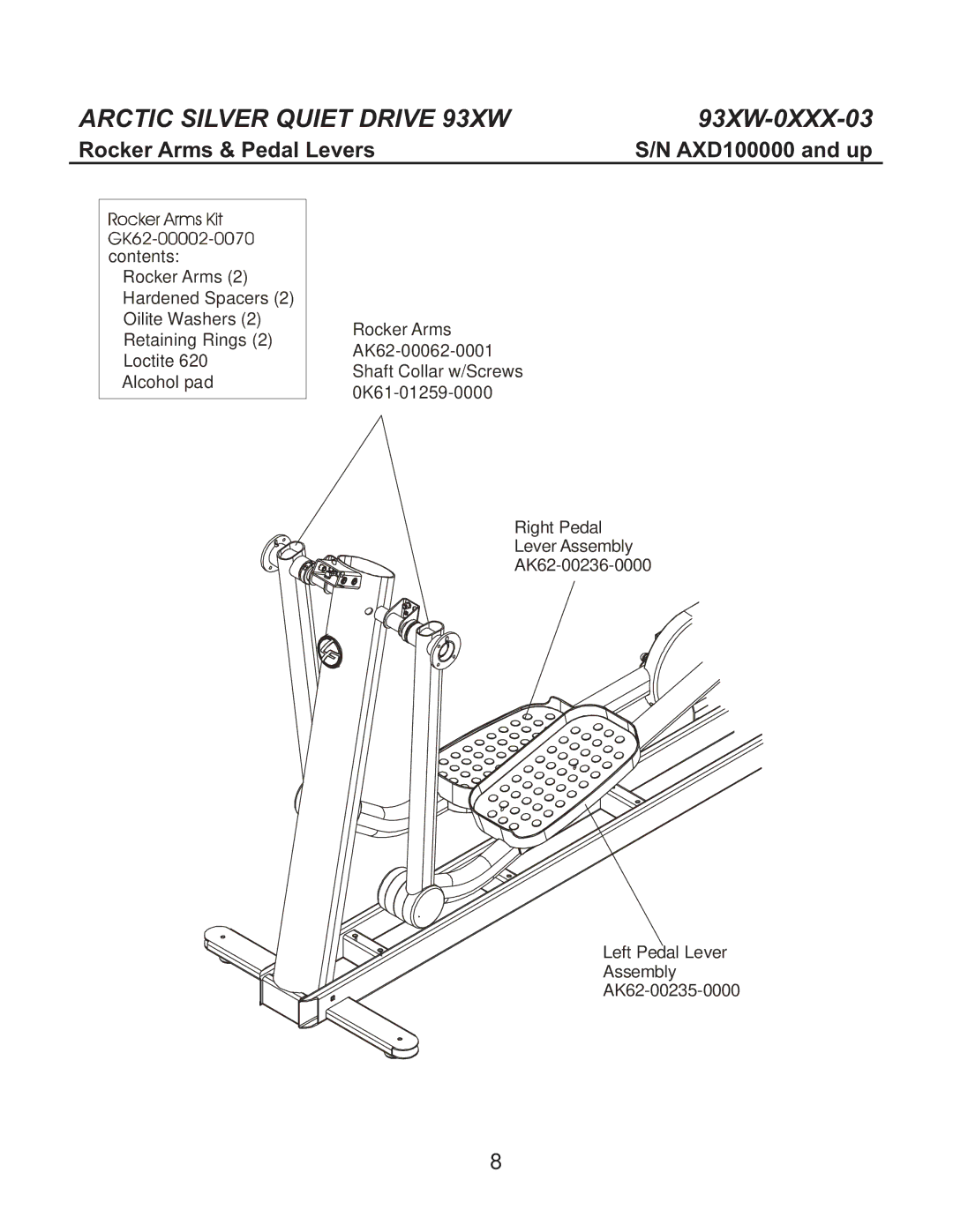 Life Fitness 93XW-0XXX-03 manual Rocker Arms & Pedal Levers 