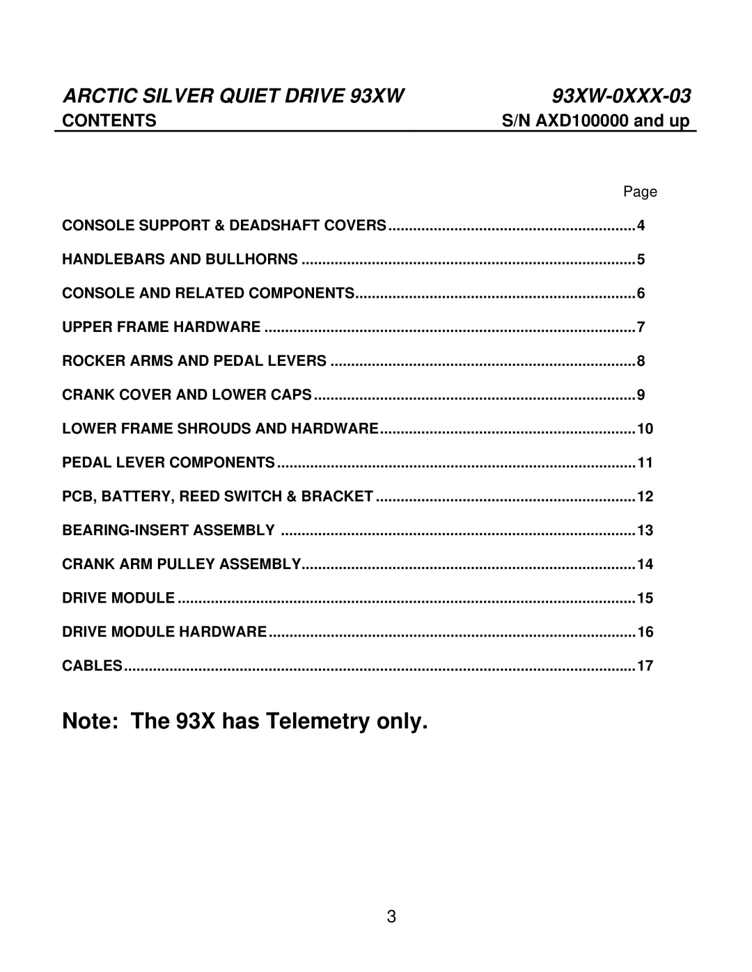 Life Fitness 93XW-0XXX-03 manual Contents 