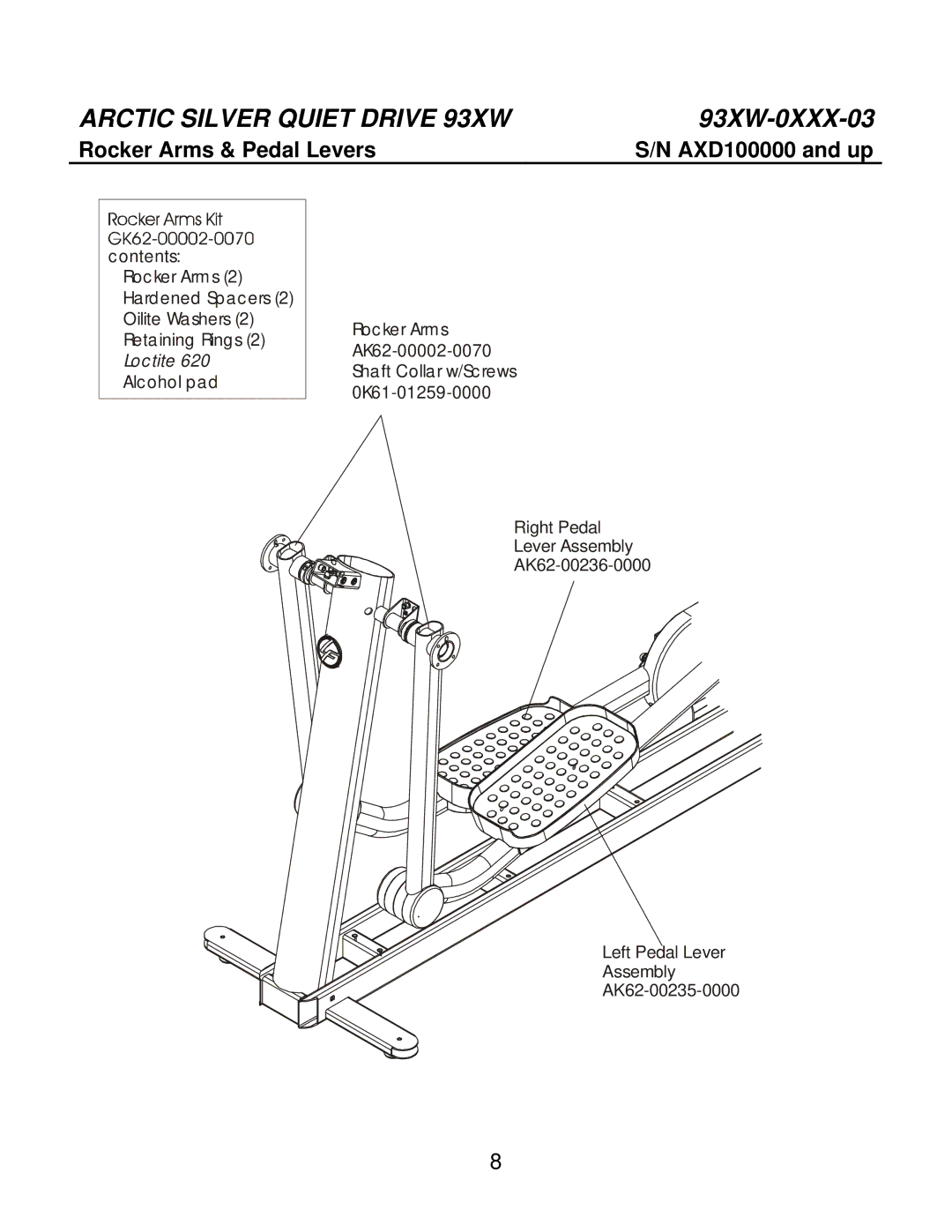 Life Fitness 93XW-0XXX-03 manual Rocker Arms & Pedal Levers 