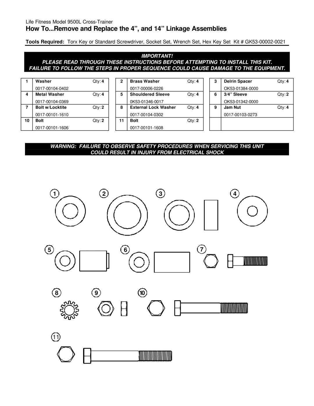 Life Fitness 9500L manual How To...Remove and Replace the 4, and 14 Linkage Assemblies 