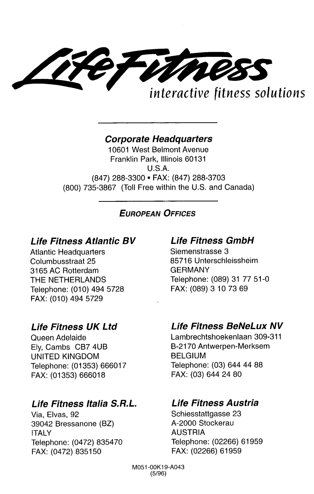 Life Fitness 9500RHR manual 