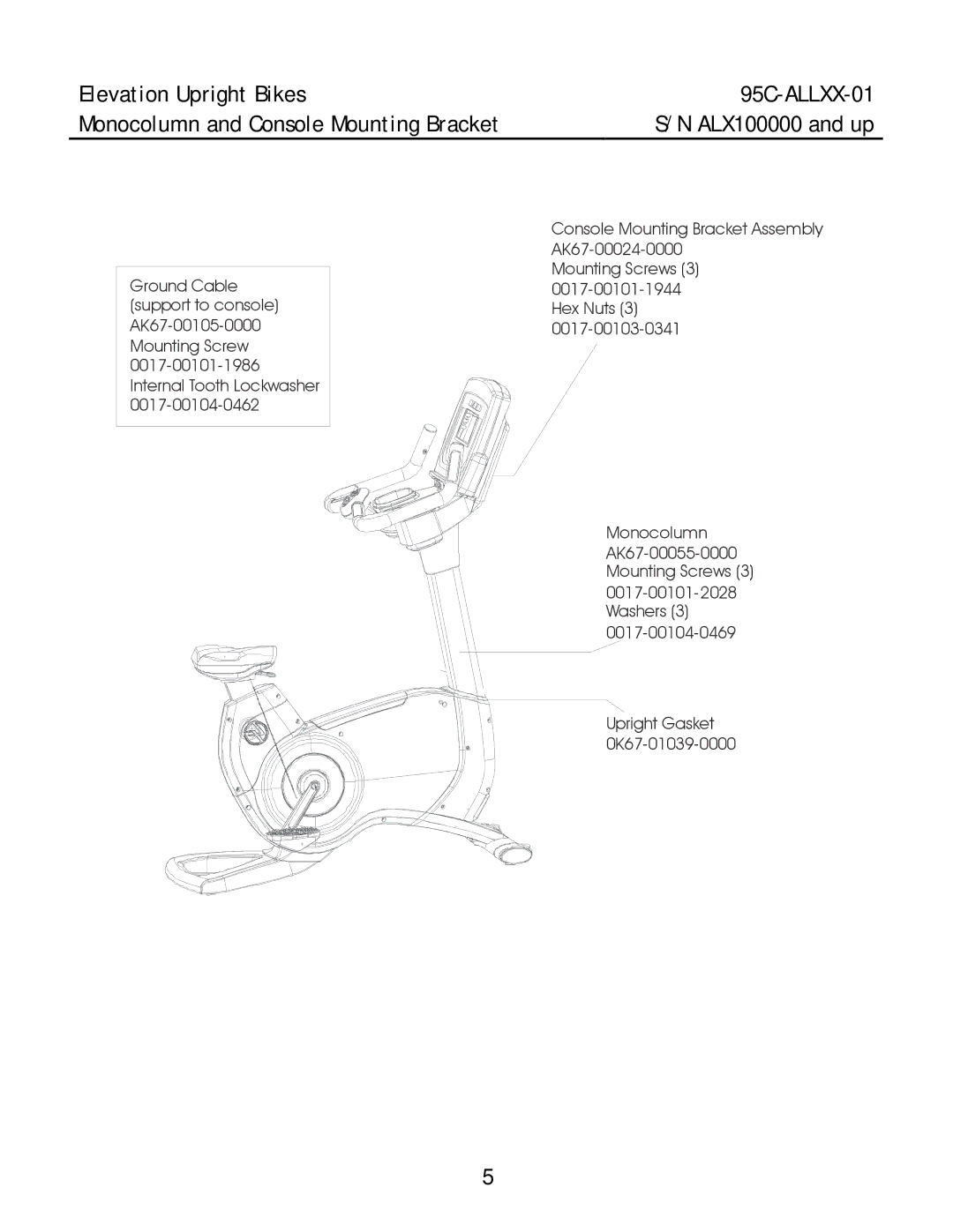 Life Fitness 95C manual Washers 0017-00104-0469 Upright Gasket 0K67-01039-0000 