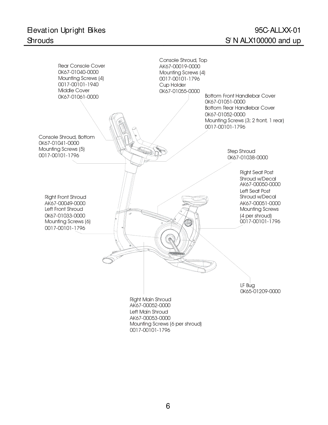 Life Fitness manual Elevation Upright Bikes 95C-ALLXX-01 Shrouds 