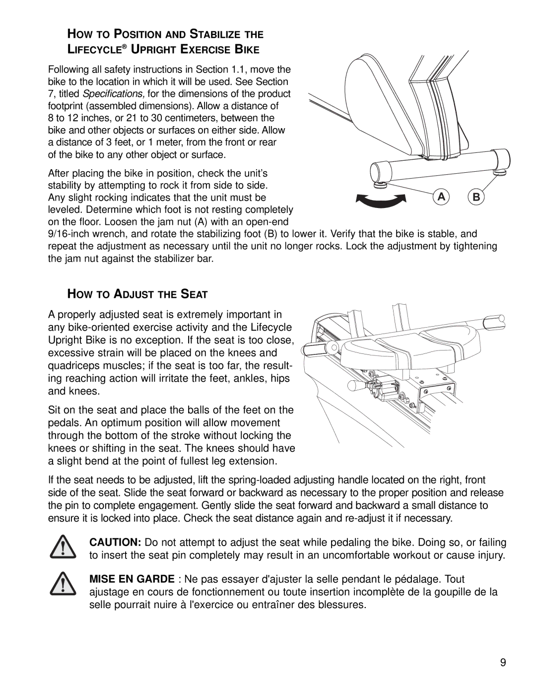 Life Fitness 95CE operation manual HOW to Adjust the Seat 