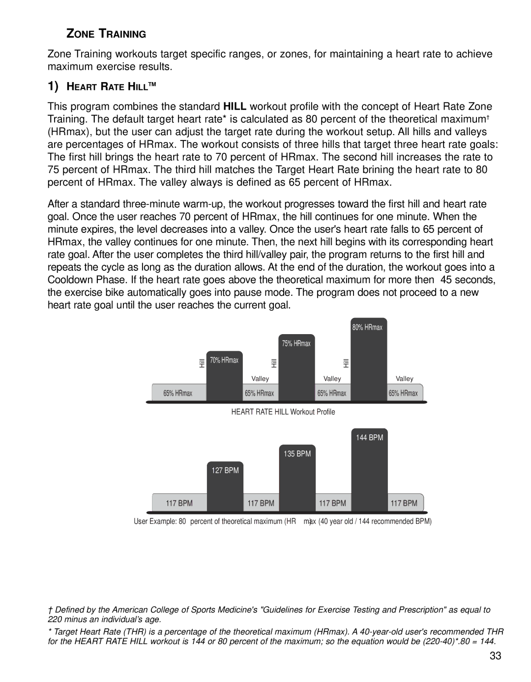 Life Fitness 95CE operation manual Zone Training, 127 BPM 