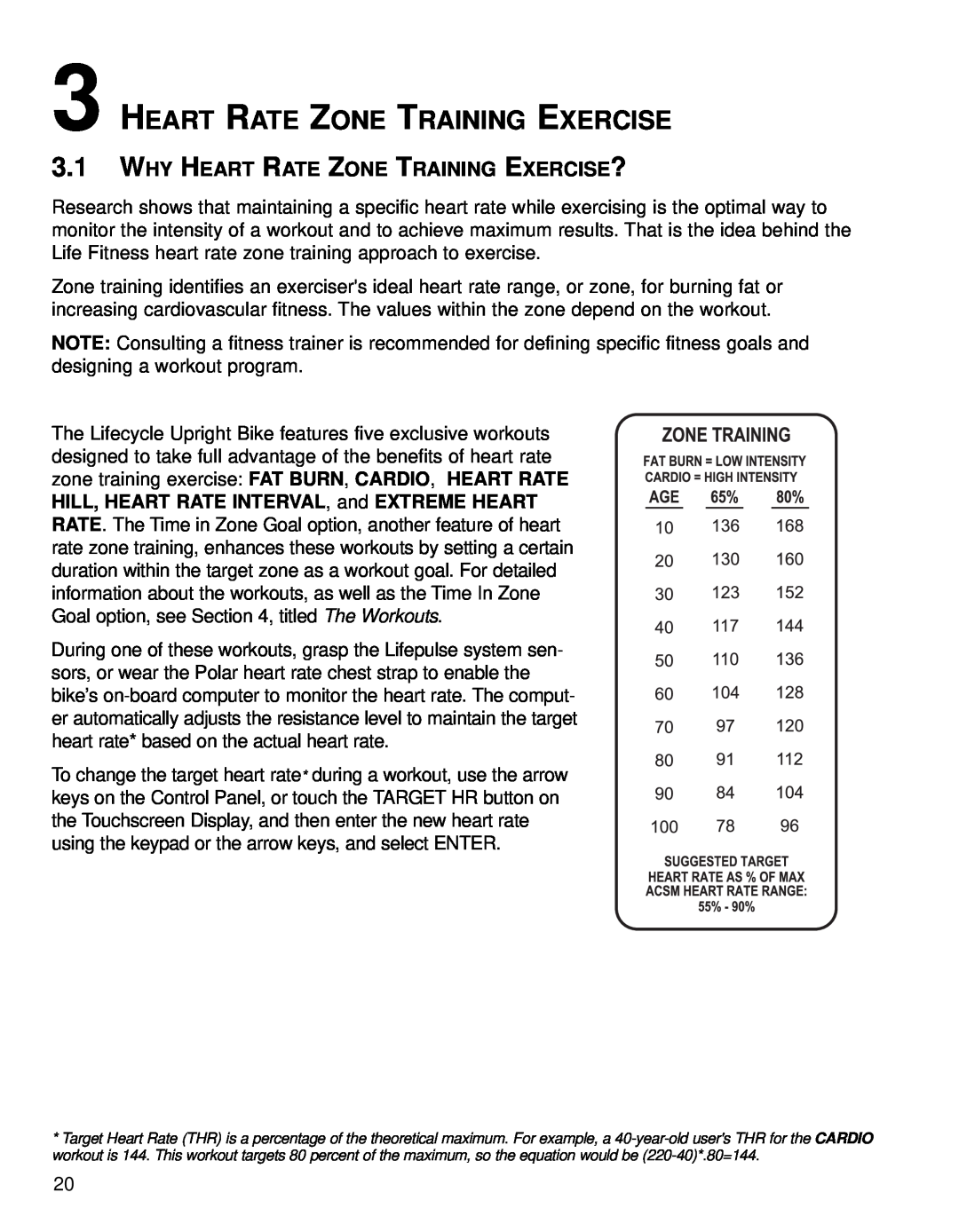 Life Fitness 95CE operation manual Why Heart Rate Zone Training Exercise? 
