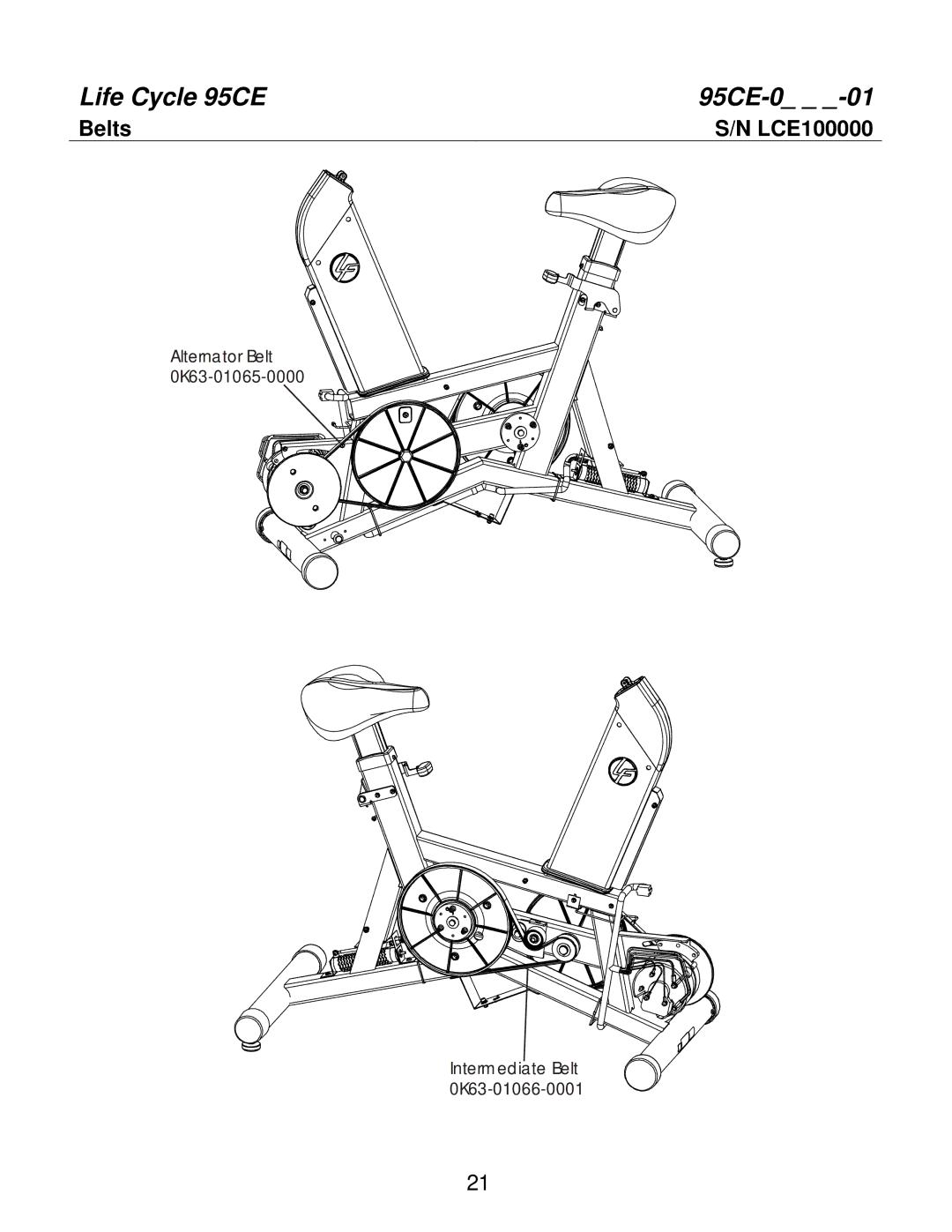 Life Fitness 95CEZ manual Belts LCE100000 