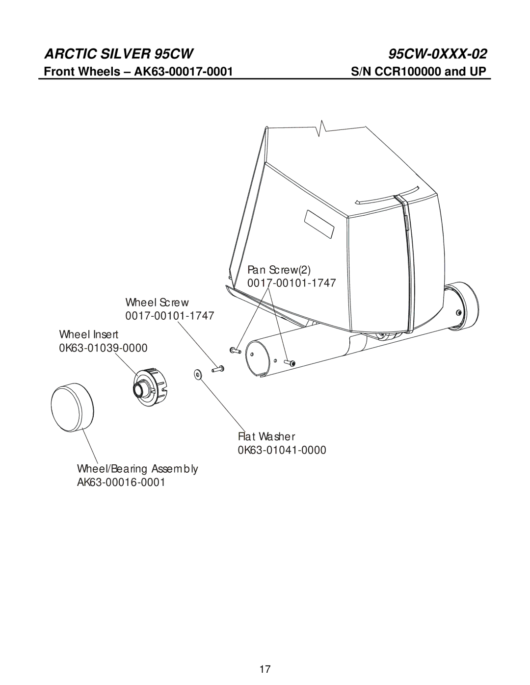 Life Fitness 95CW manual Front Wheels AK63-00017-0001 