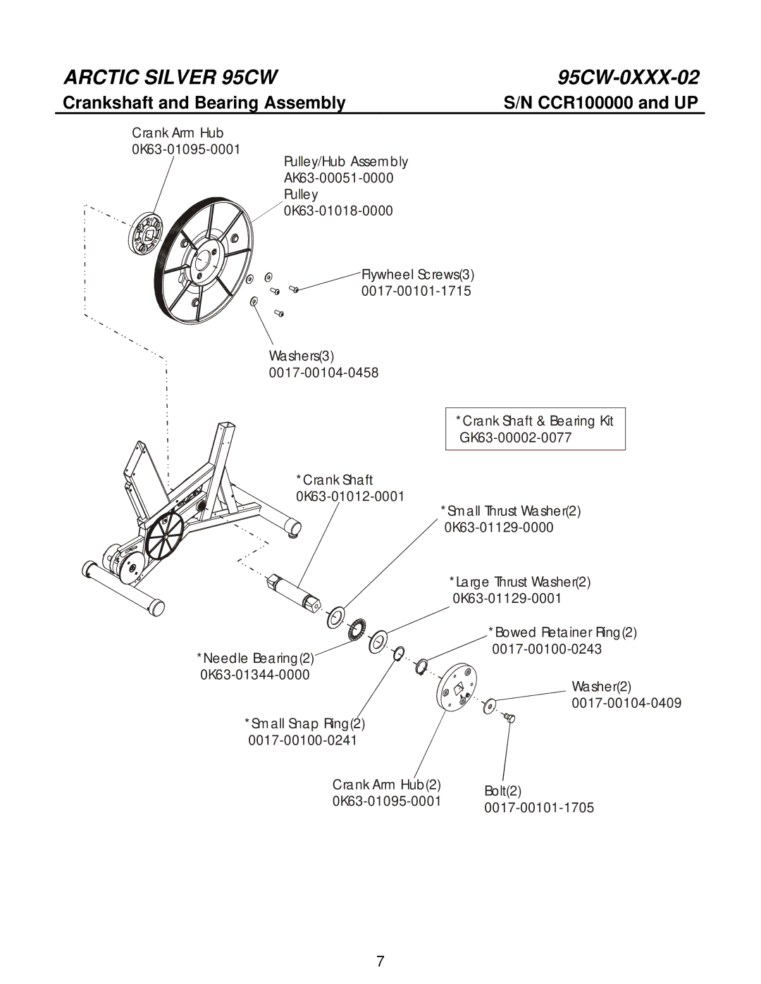 Life Fitness 95CW manual Crankshaft and Bearing Assembly 