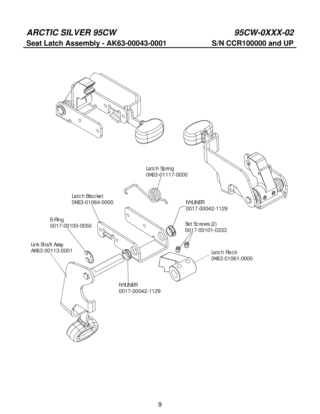 Life Fitness 95CW manual Seat Latch Assembly AK63-00043-0001 