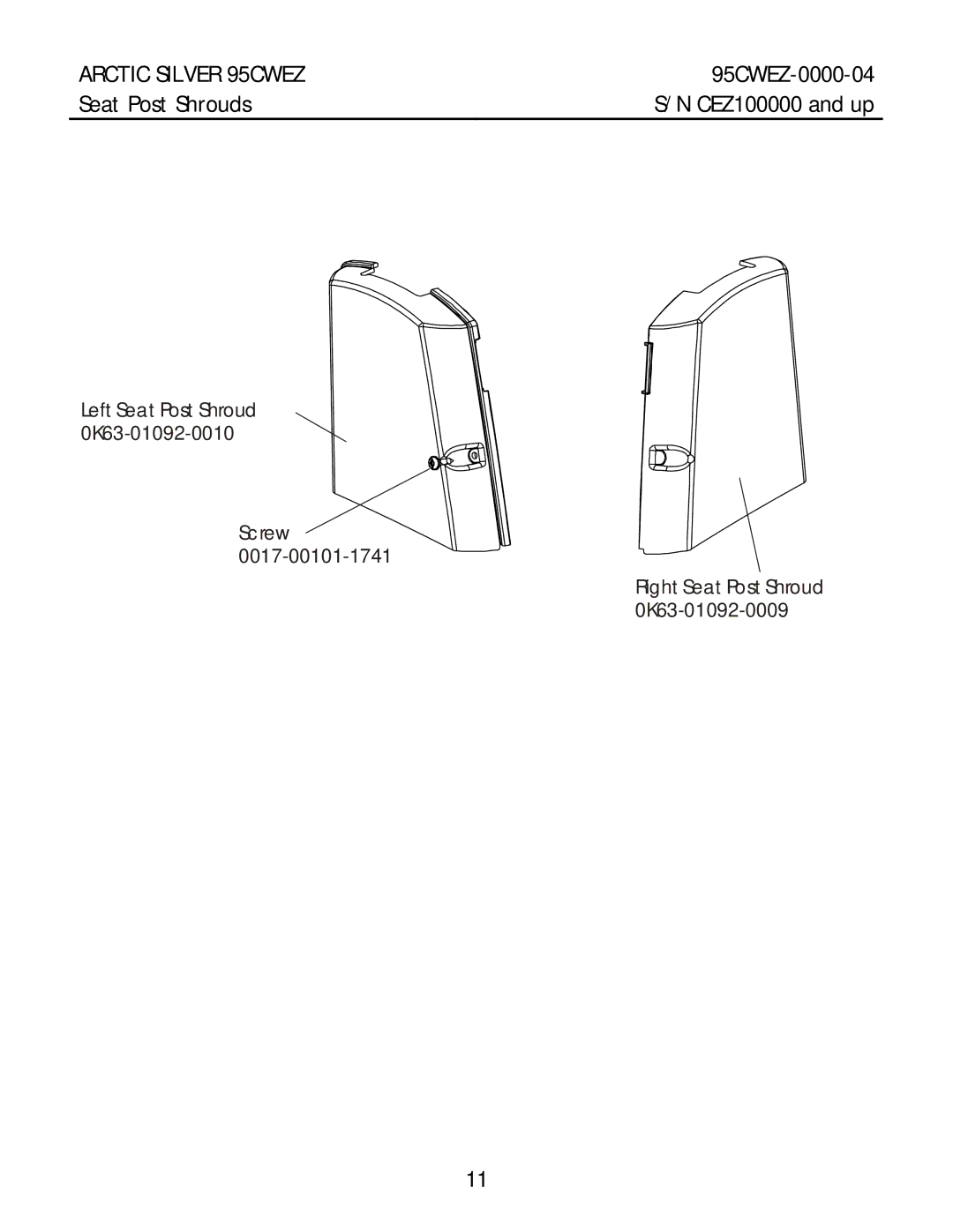 Life Fitness 95CWEZ manual Seat Post Shrouds 