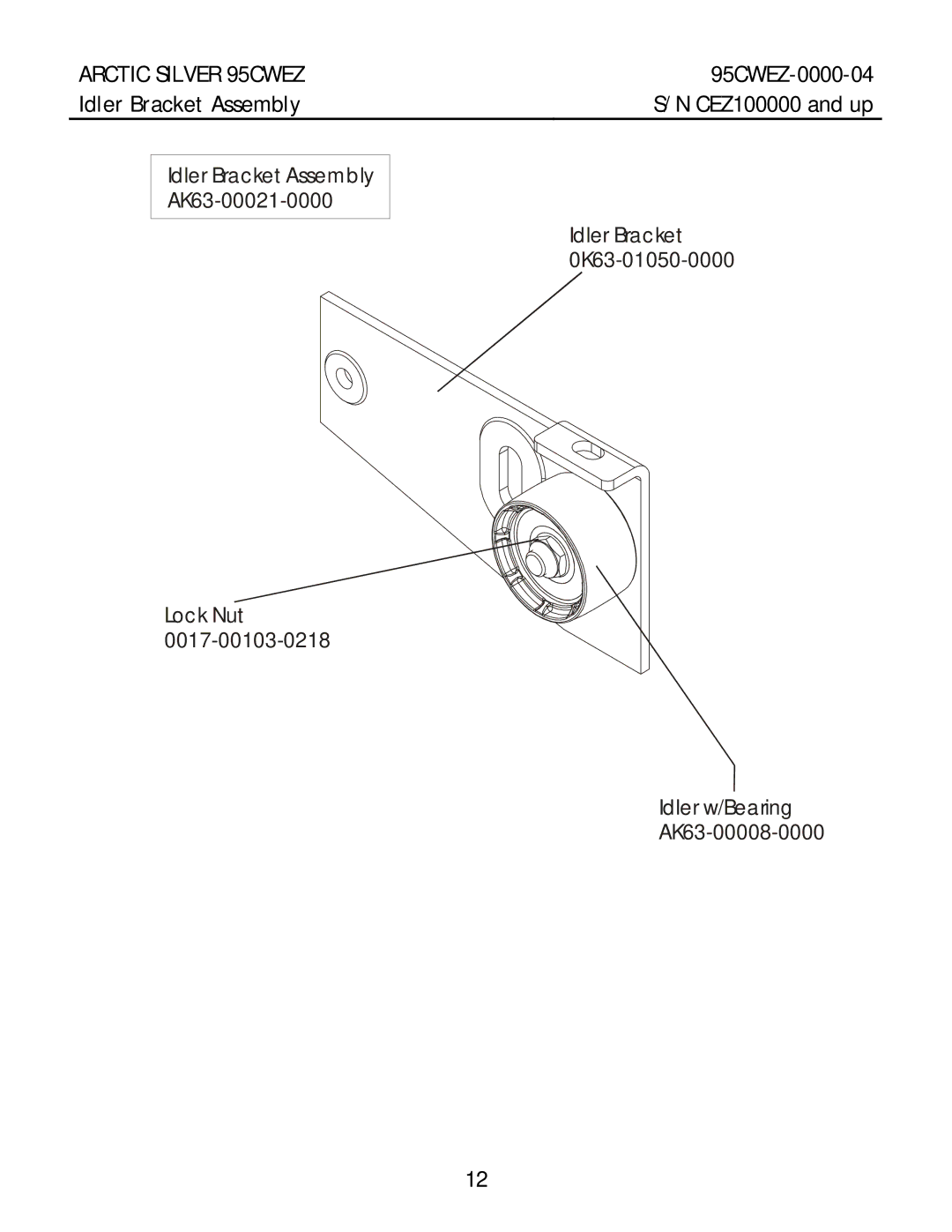 Life Fitness 95CWEZ manual Idler Bracket Assembly 