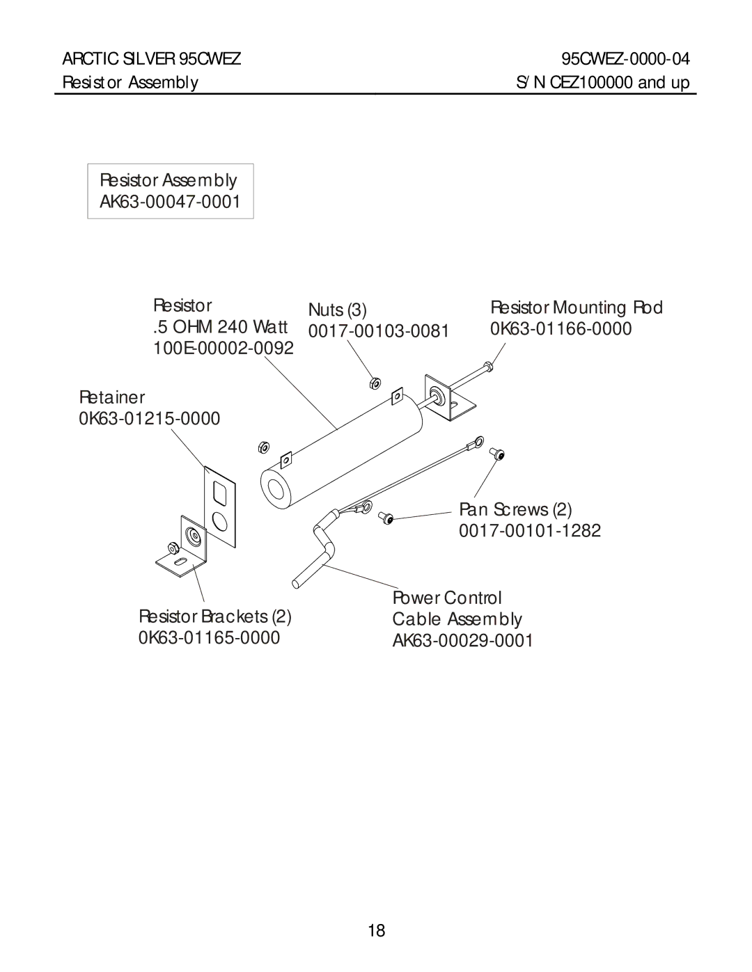 Life Fitness 95CWEZ manual Resistor Assembly 