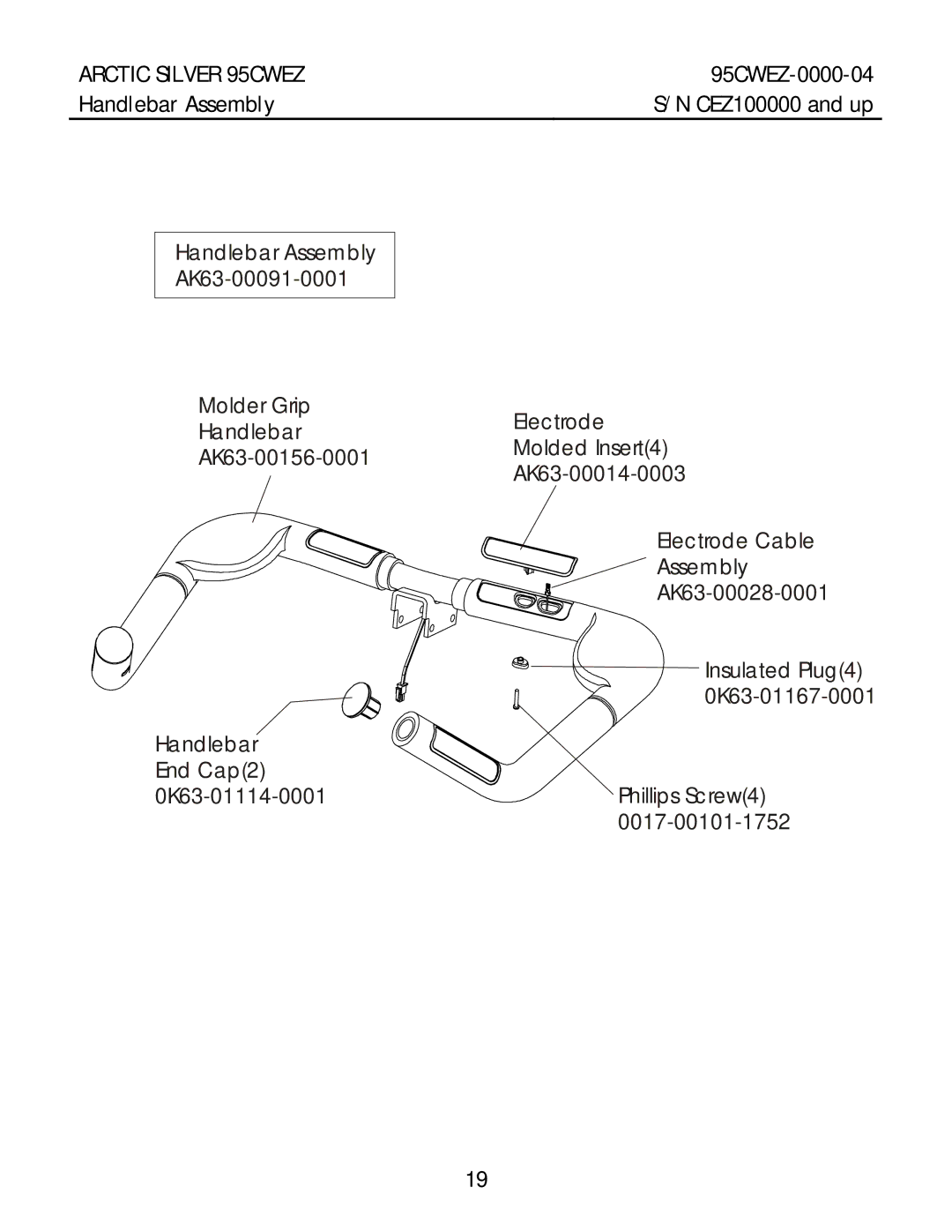 Life Fitness 95CWEZ manual Handlebar Assembly 