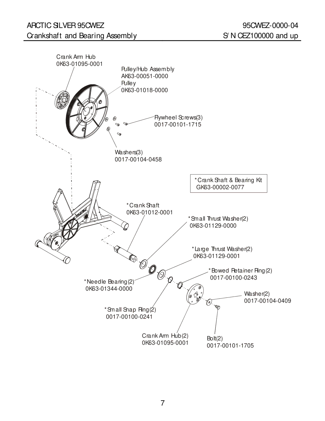 Life Fitness 95CWEZ manual Crankshaft and Bearing Assembly 