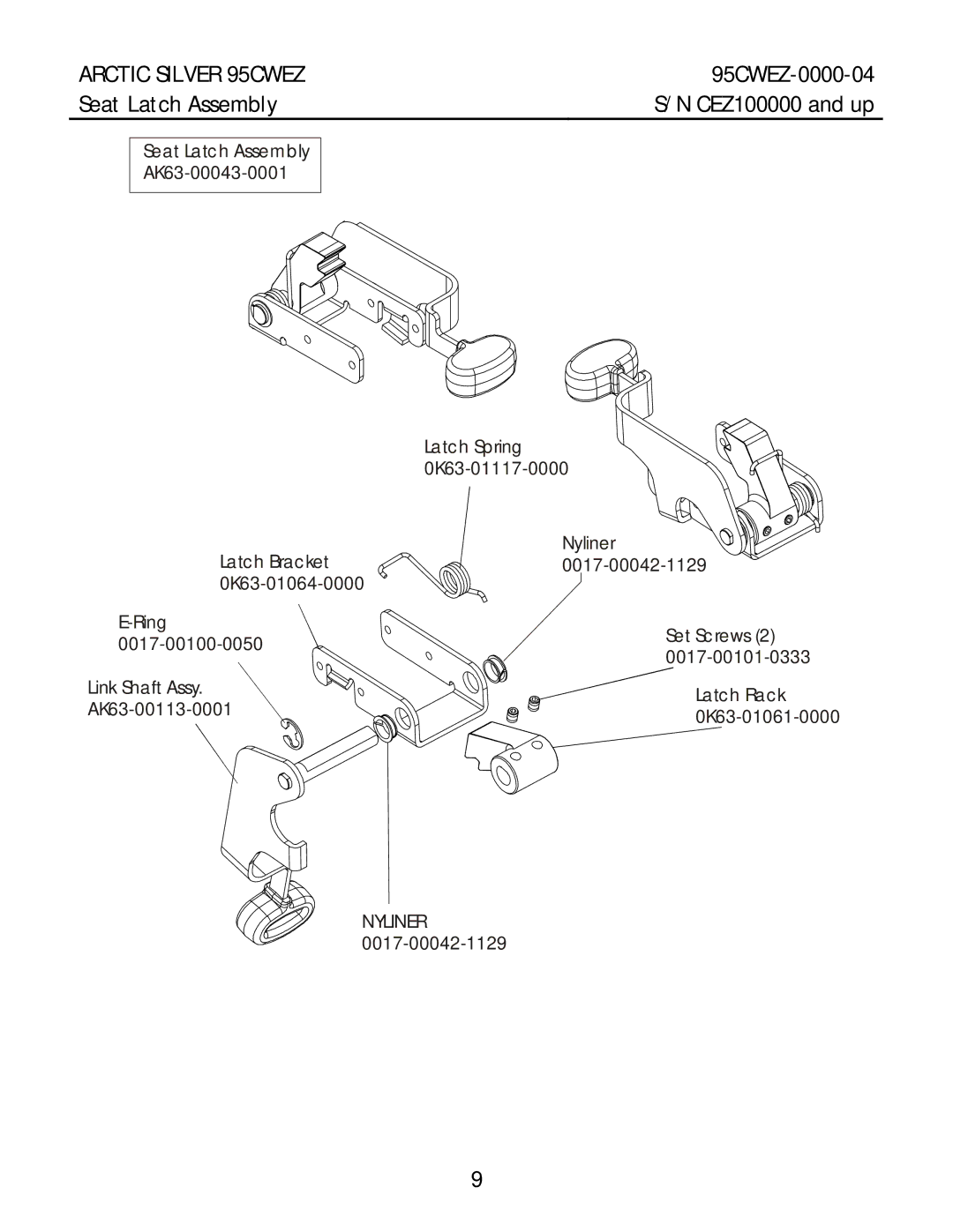 Life Fitness 95CWEZ manual Seat Latch Assembly 