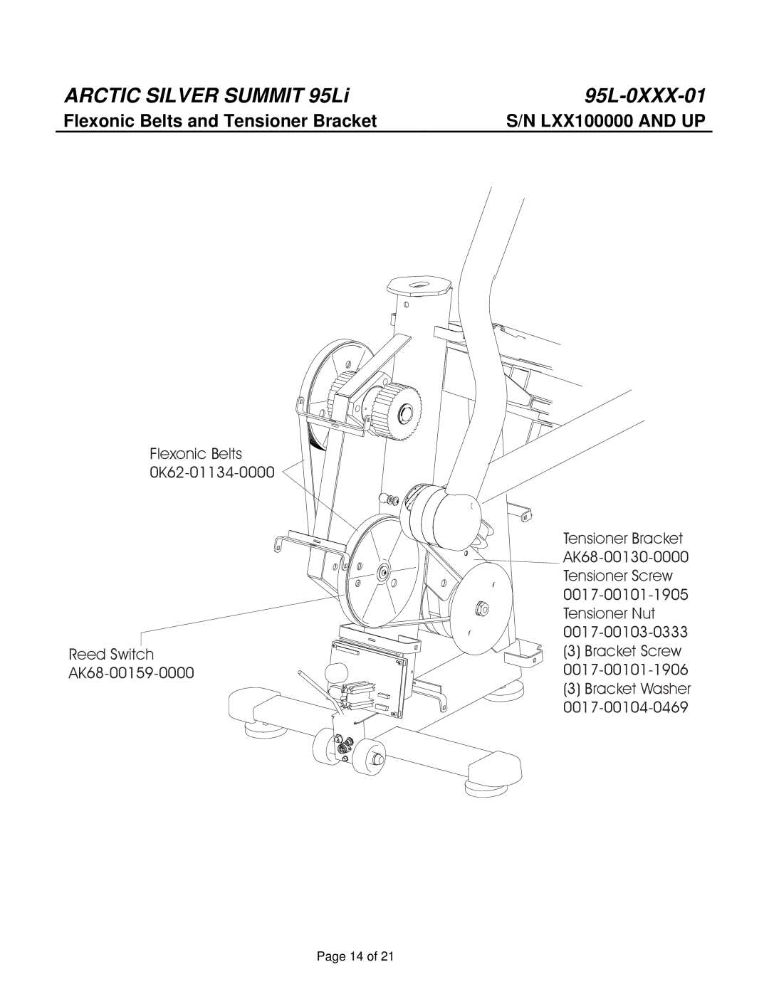 Life Fitness 95L manual Flexonic Belts and Tensioner Bracket 