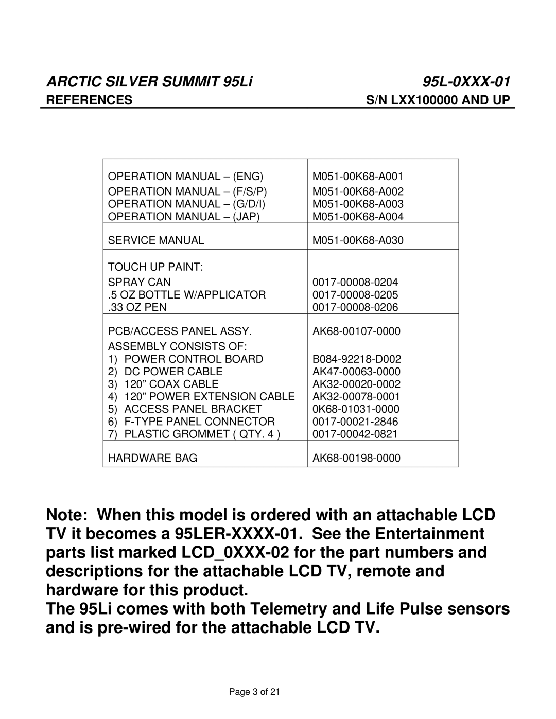 Life Fitness manual Arctic Silver Summit 95Li 95L-0XXX-01 