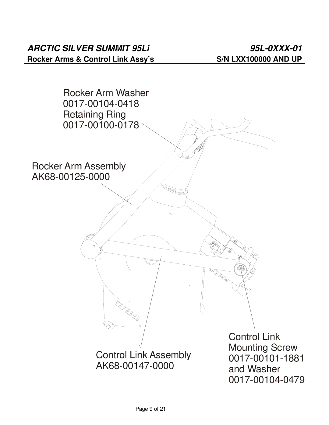 Life Fitness 95L manual Rocker Arms & Control Link Assy’s 