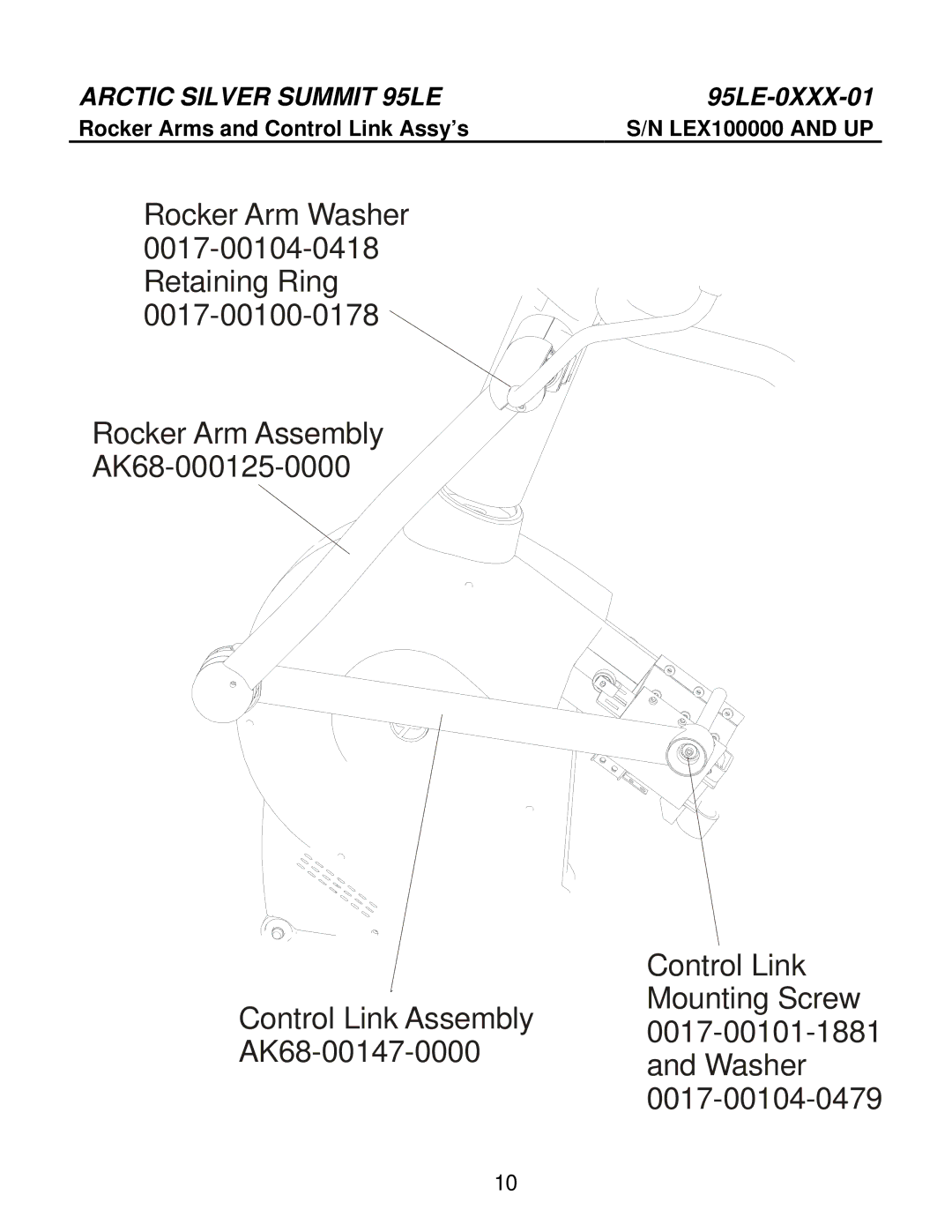 Life Fitness 95LE-0XXX-01 manual Rocker Arms and Control Link Assy’s 