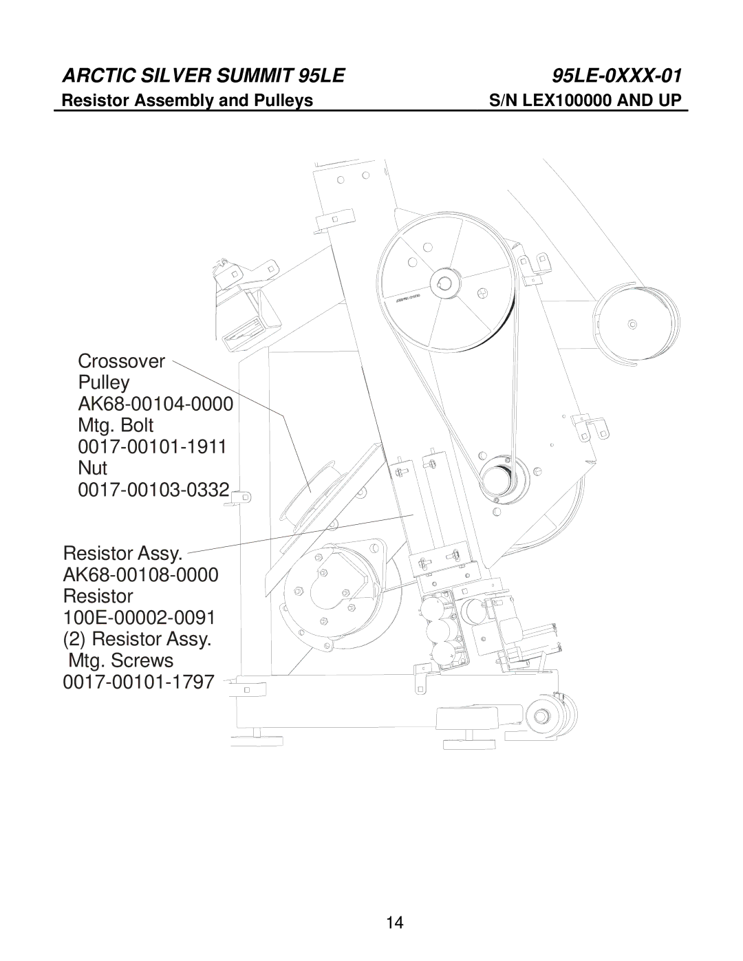 Life Fitness 95LE-0XXX-01 manual Resistor Assembly and Pulleys LEX100000 and UP 