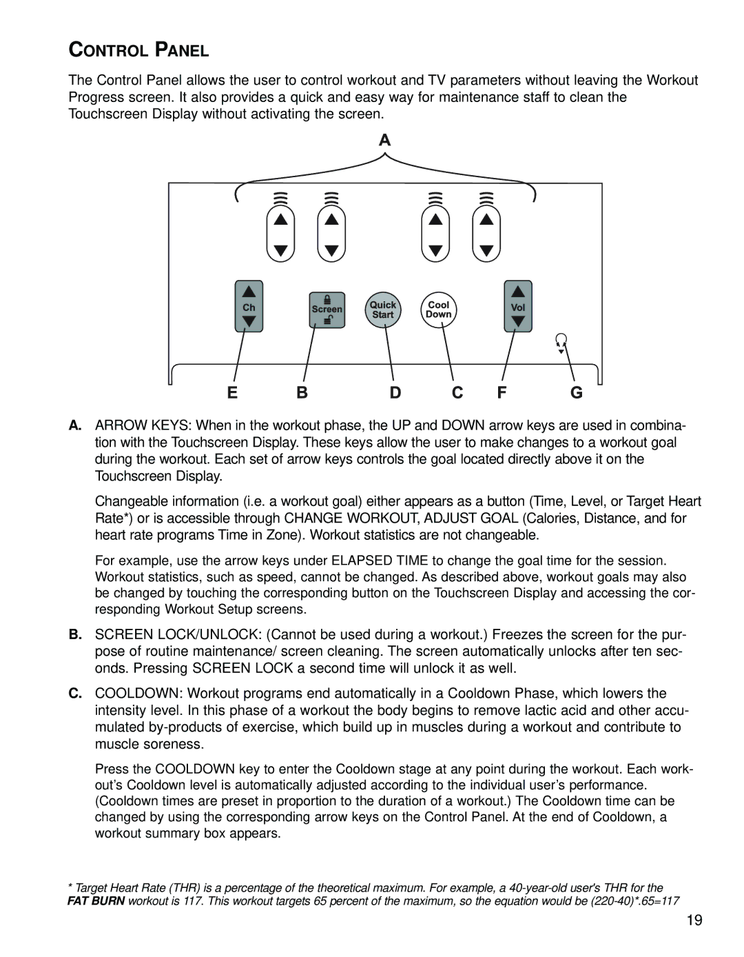 Life Fitness 95Le operation manual Control Panel 