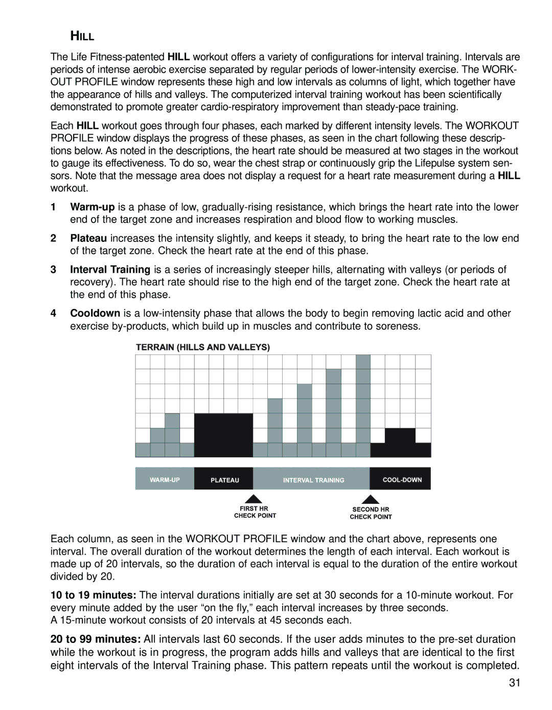 Life Fitness 95Le operation manual Hill 