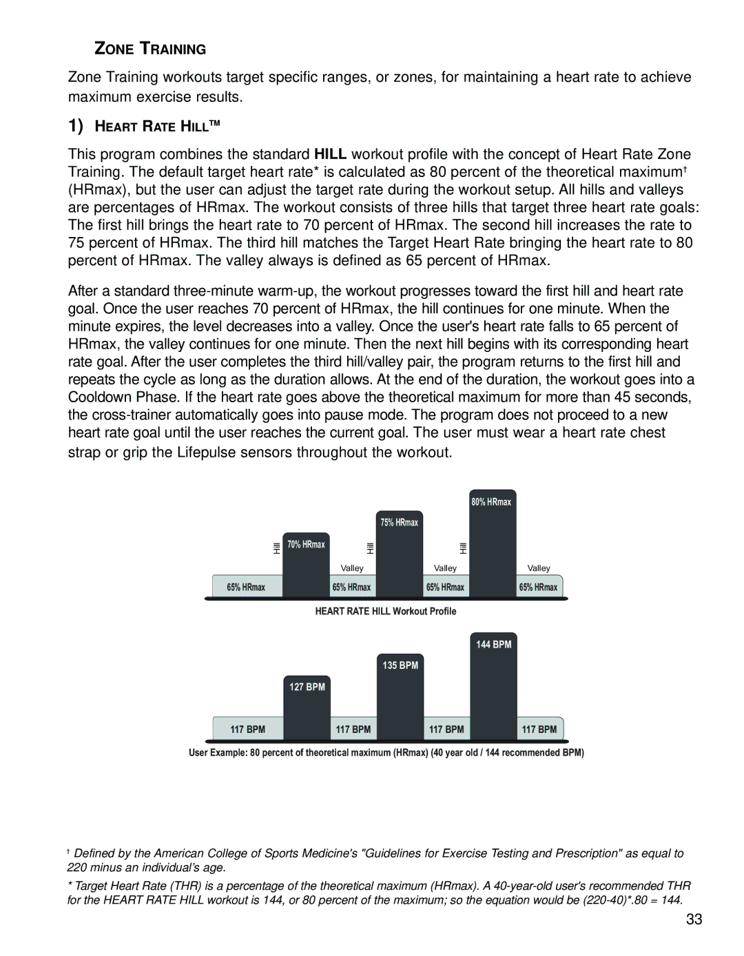 Life Fitness 95Le operation manual Zone Training, 127 BPM 