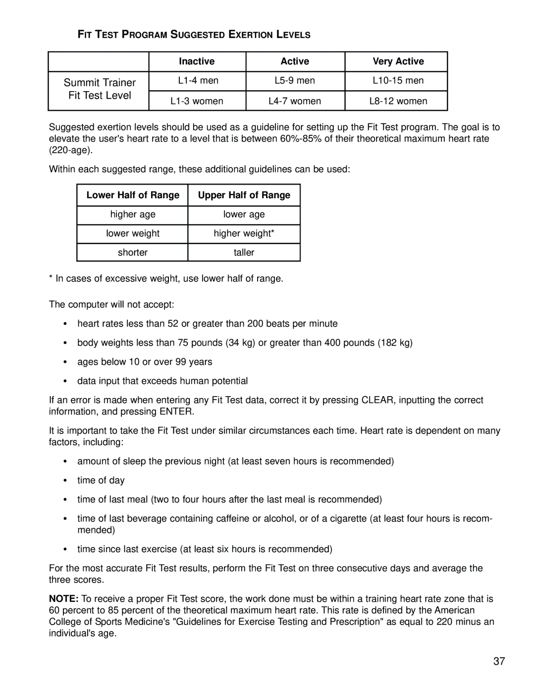 Life Fitness 95Le operation manual Summit Trainer 