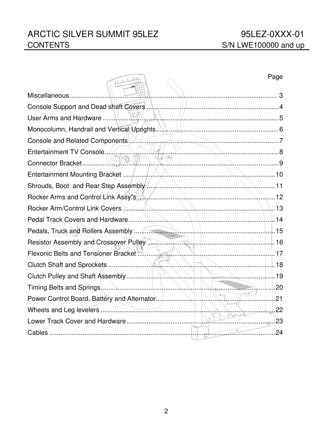 Life Fitness 95LEZ-0XXX-01 manual Arctic Silver Summit 95LEZ 