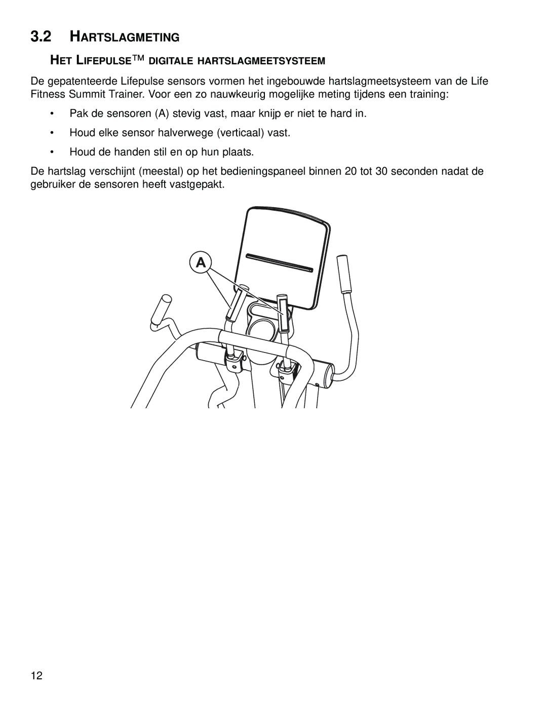 Life Fitness 95LI manual Hartslagmeting, HET Lifepulse Digitale Hartslagmeetsysteem 