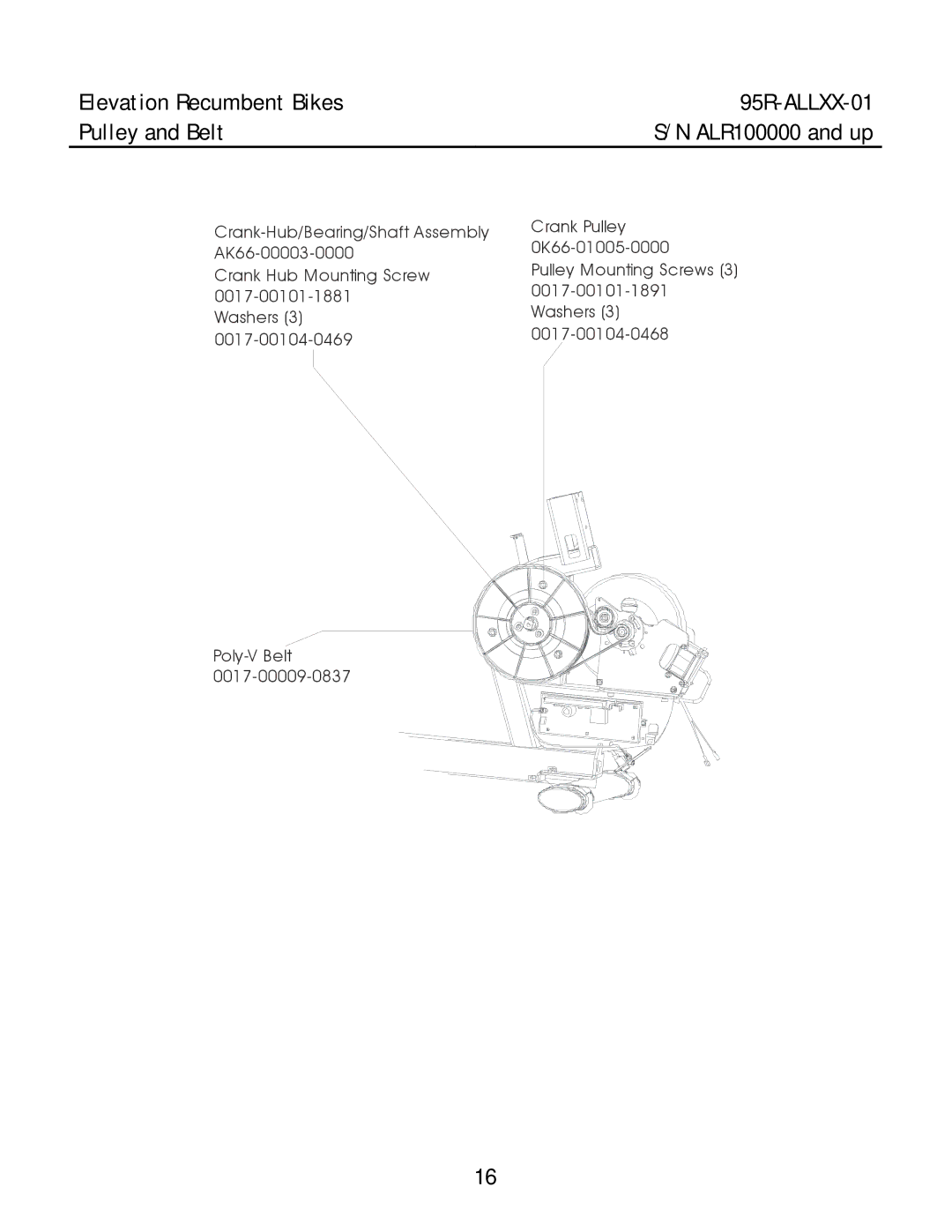 Life Fitness manual Elevation Recumbent Bikes 95R-ALLXX-01 Pulley and Belt 