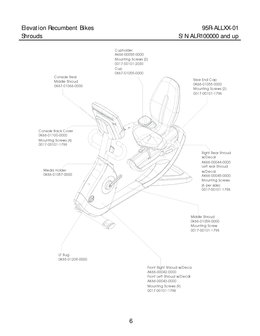 Life Fitness manual Elevation Recumbent Bikes 95R-ALLXX-01 Shrouds 