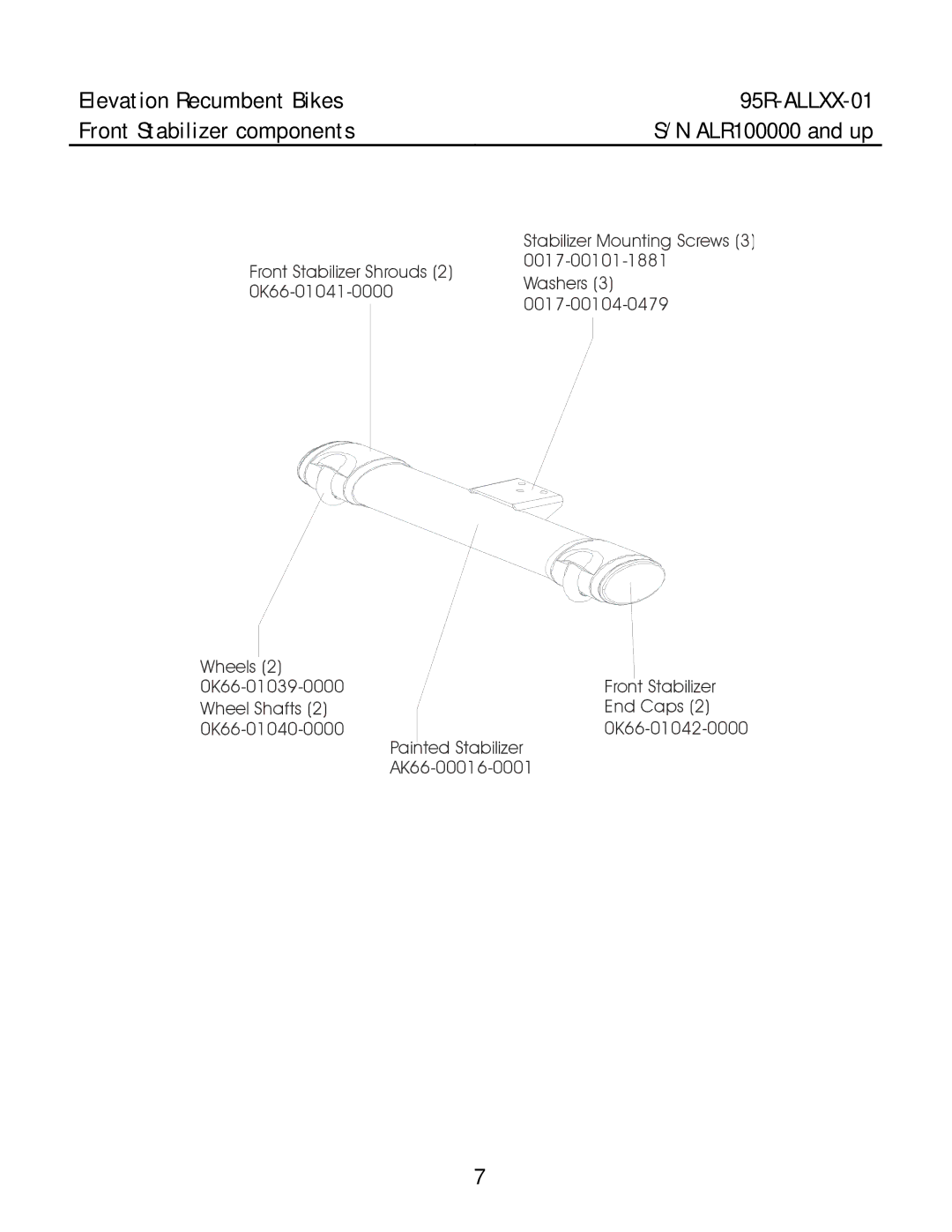 Life Fitness 95R-ALLXX-01 manual Stabilizer Mounting Screws 