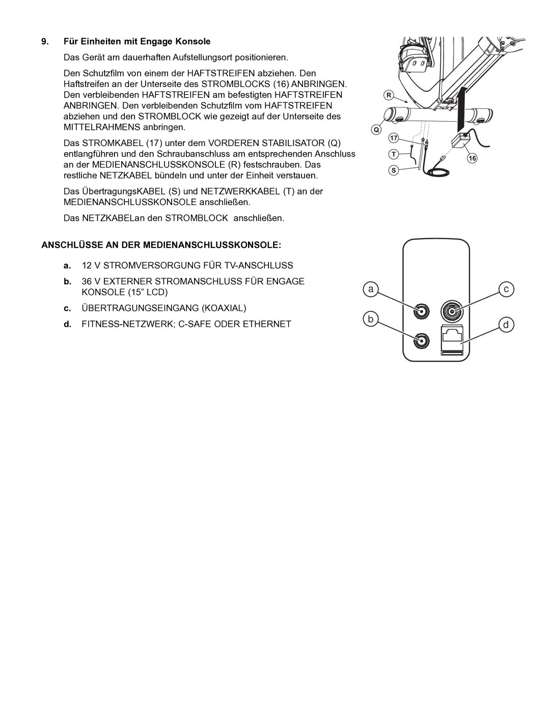 Life Fitness 95R manual Anschlüsse AN DER Medienanschlusskonsole 