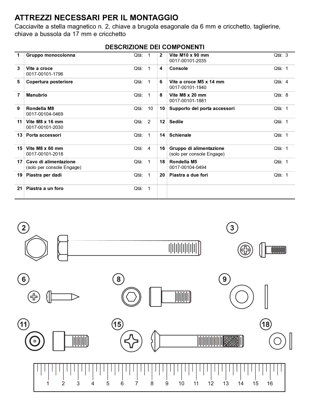 Life Fitness 95R manual Attrezzi Necessari PER IL Montaggio, Descrizione DEI Componenti 