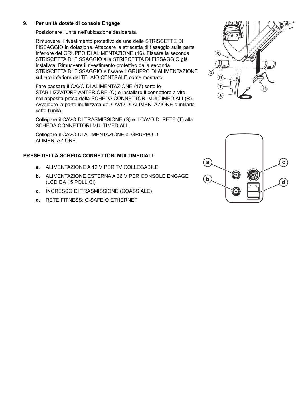 Life Fitness 95R manual Prese Della Scheda Connettori Multimediali 