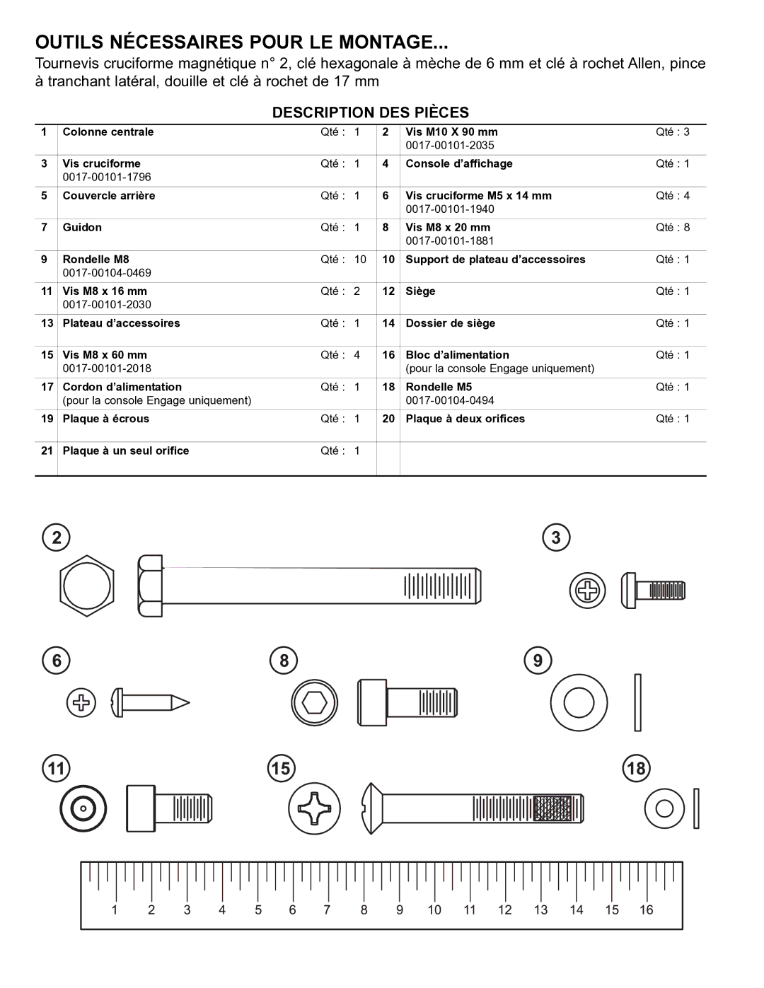 Life Fitness 95R manual Outils Nécessaires Pour LE Montage, Description DES Pièces 